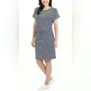 Hilary Radley Dress Adult XXL Blue White Striped Drawstring Summer Women